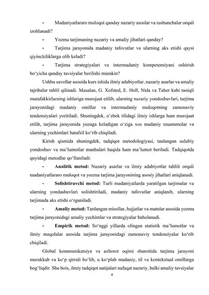 Madaniyatlararo muloqot va tarjima muammolari 4