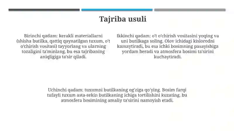 Atmosfera bosimining amalda namoyishini koʻrish 4