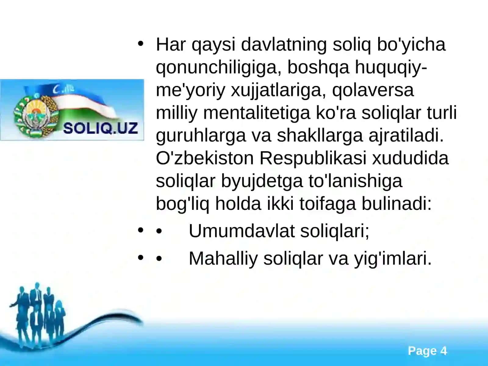 Mahalliy soliqlar va yig'imlar 4