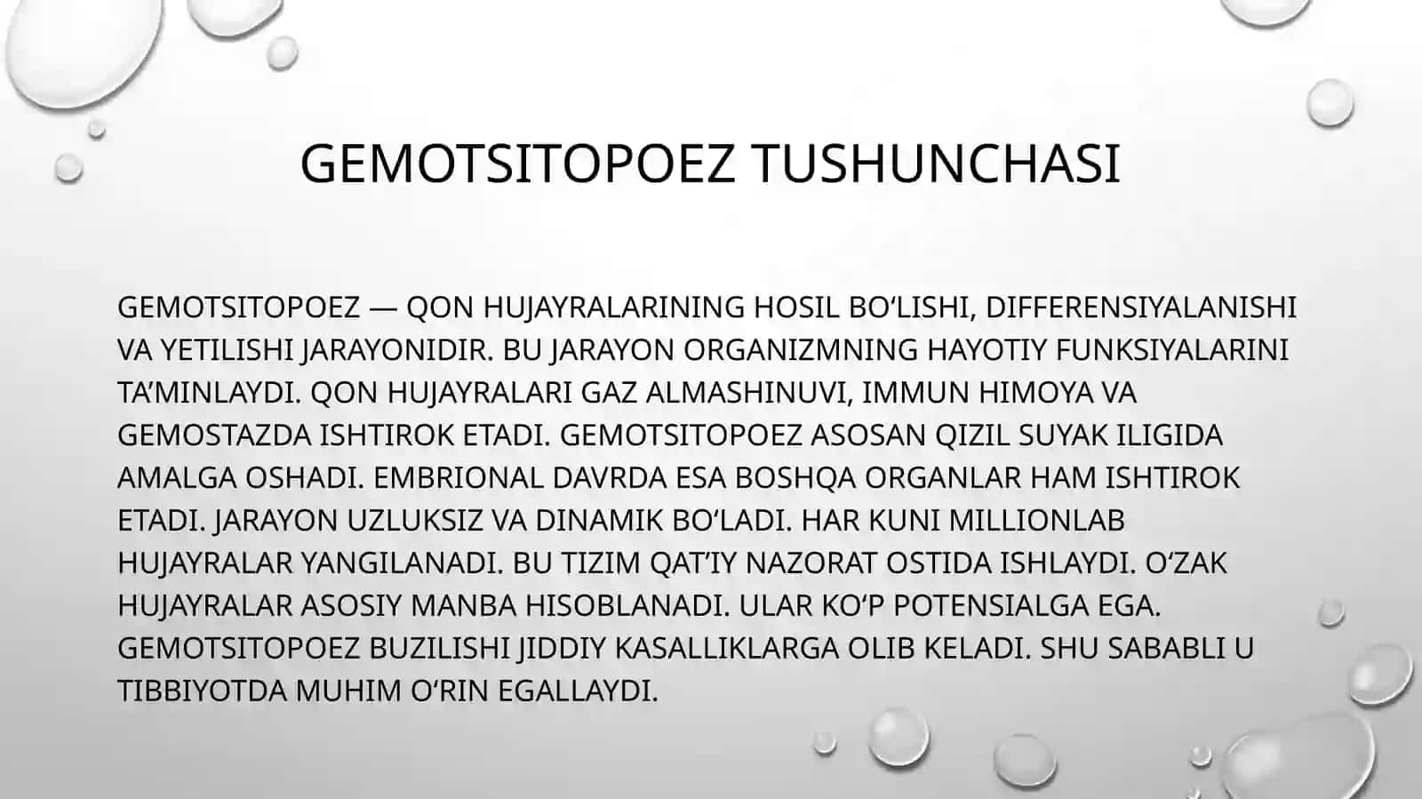 Gemotsitopoez. Gemotsitopoezni neyro-gumoral boshqarilishi. Gematopoez nazariyalari. A.A. Maksimovga 4