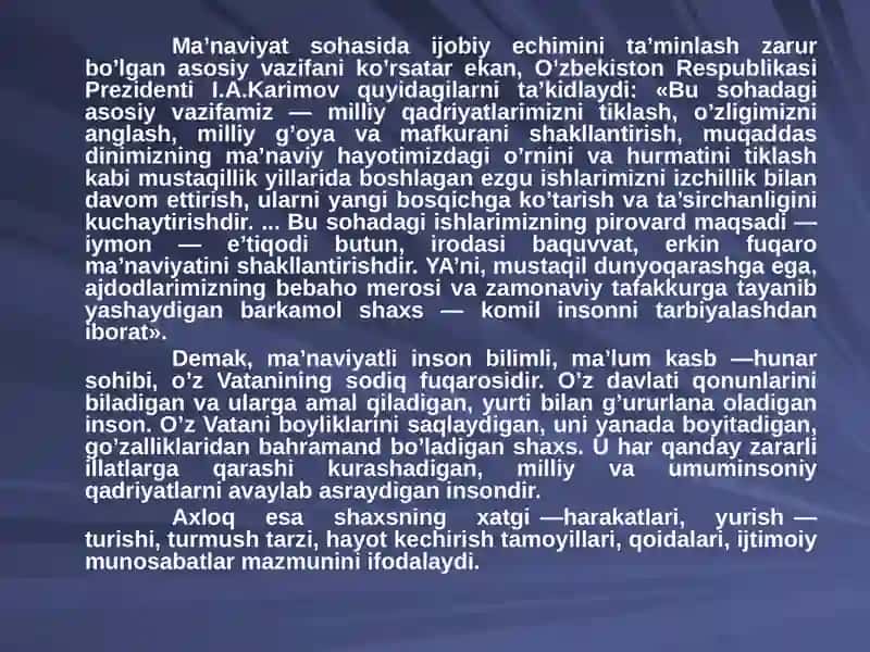 O'QUVCHILARNING MA'NAVIY AXLOQIY TARBIYASI 4