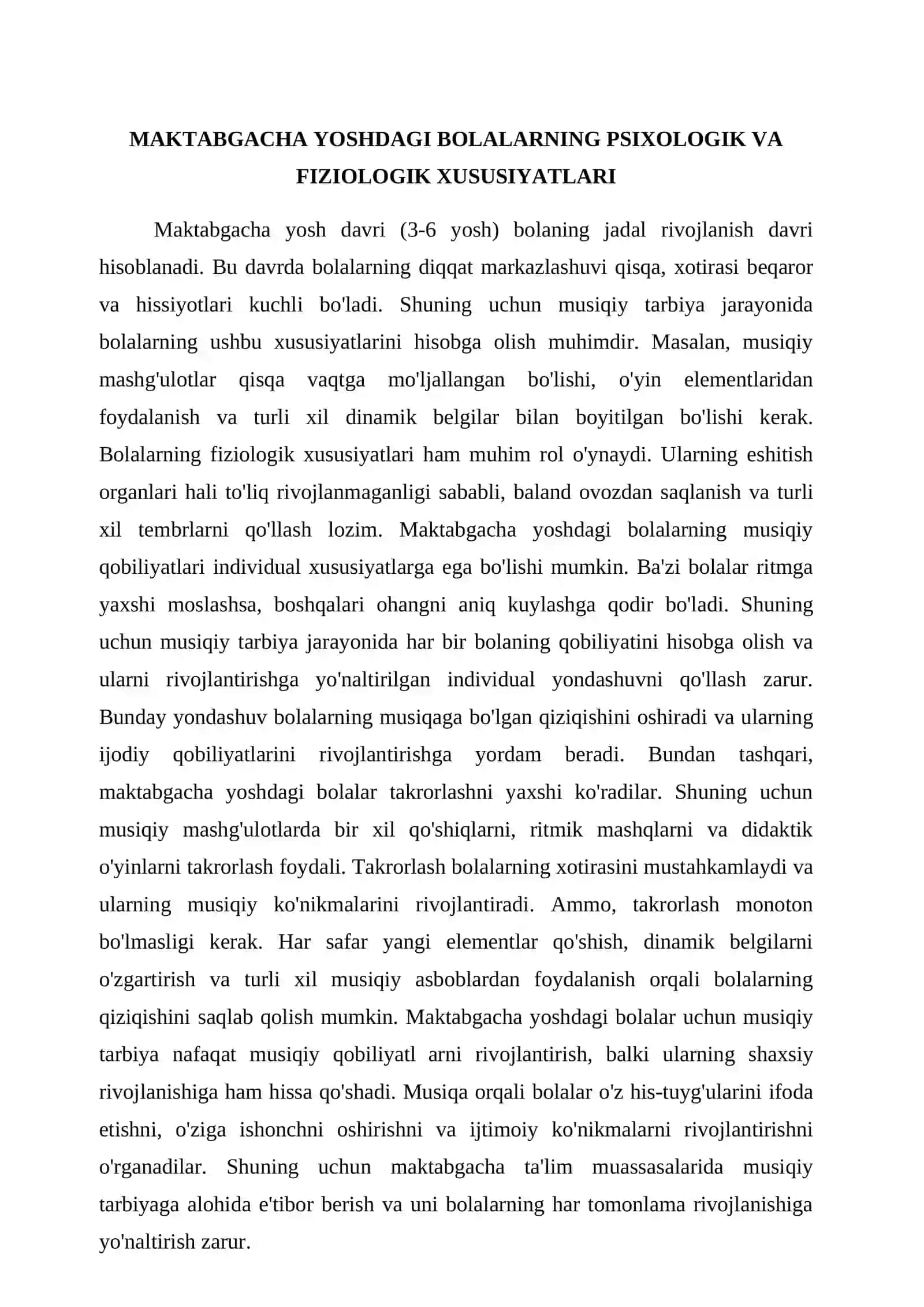 BOLALAR MUSIQIY TA’LIMI METODIKASI 4