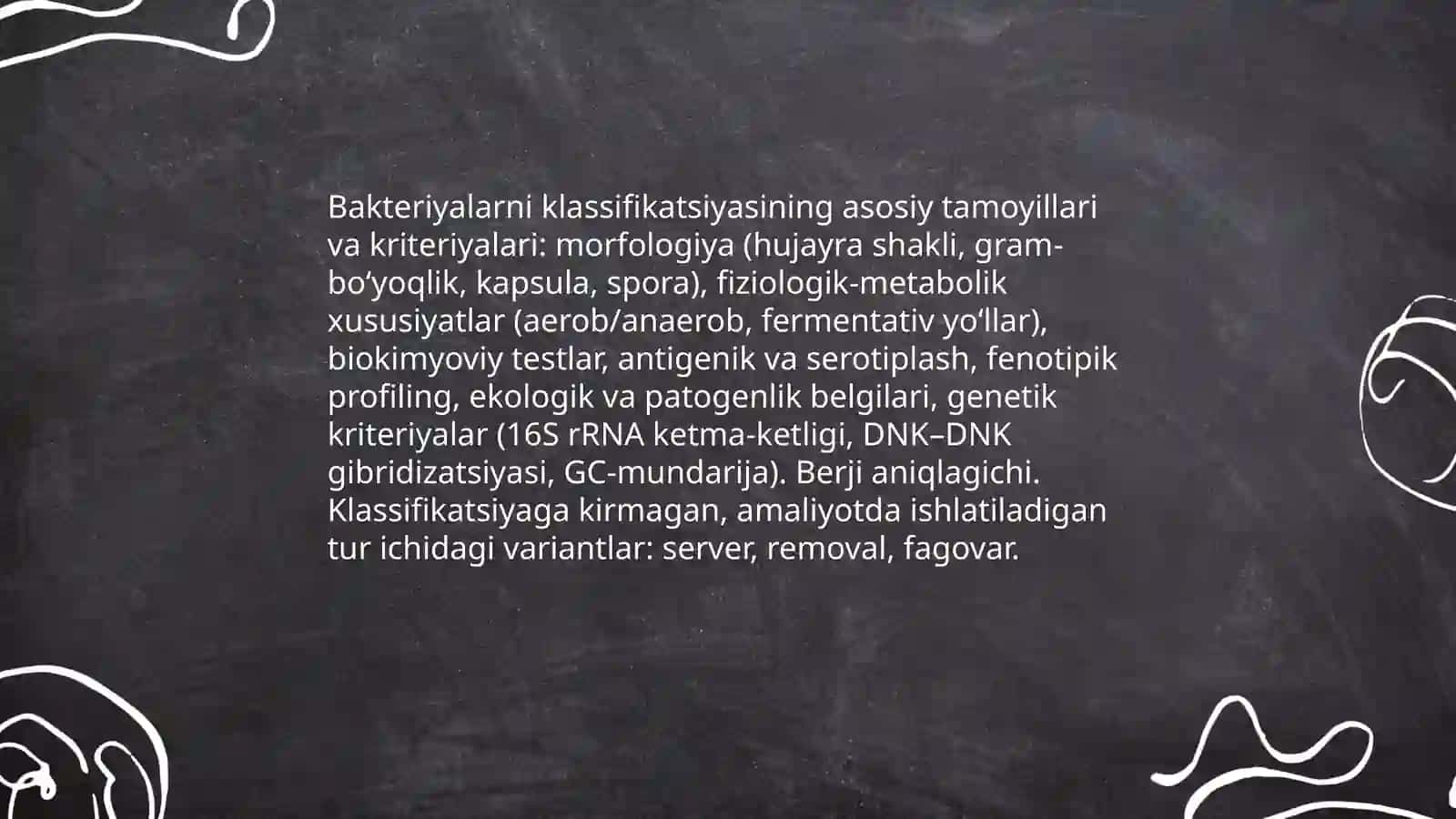 Bakteriyalarni klassifikatsiyasi,toksonomiyasi va nomenklaturasi."Berji " aniqlagichi 4