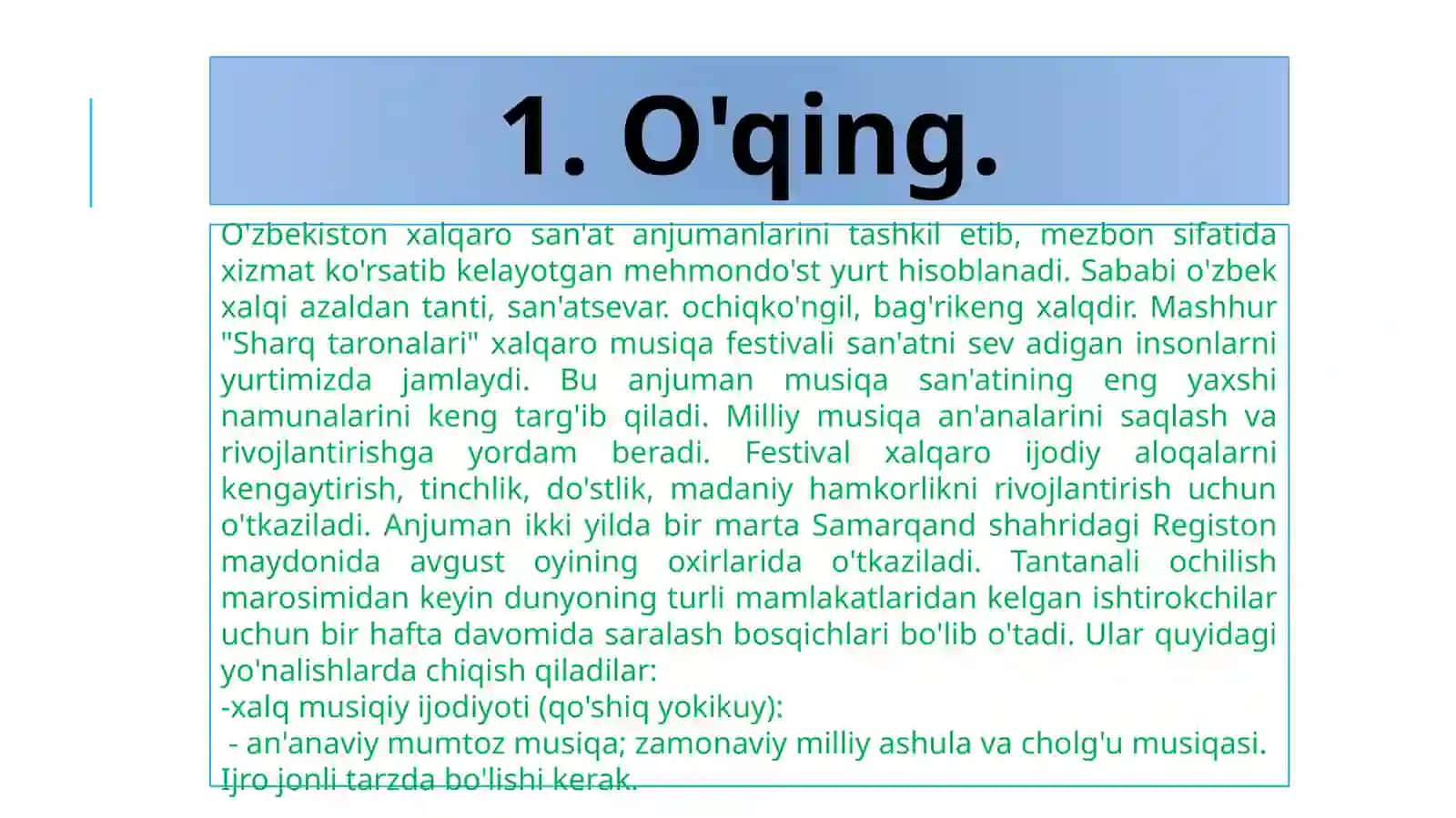 10-sinf O'zbek tili dars ishlanma. Sharq taronalari 4