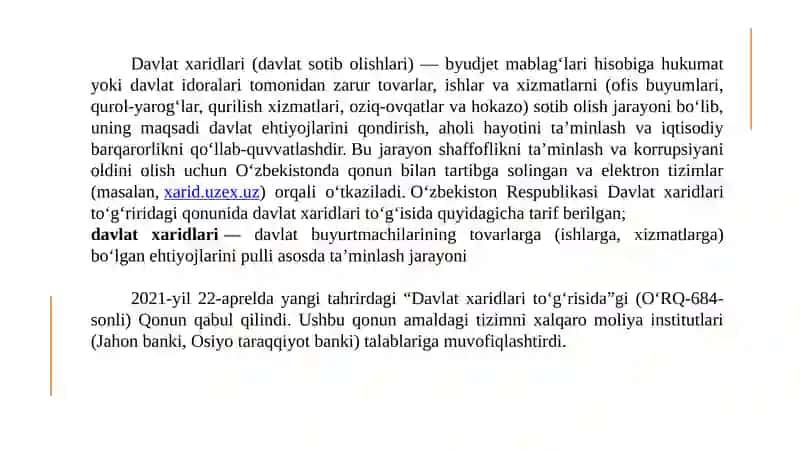 Davlat xaridlari tizimida shartnoma shartlarini bajarish va to'lov intizomini yaxshilash yo'llari 4