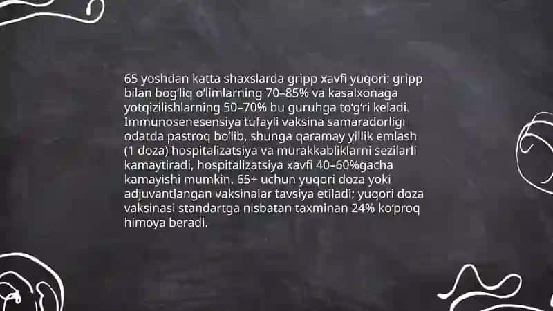 Grip: xavf guruhlari va vaksinalar ròli 4