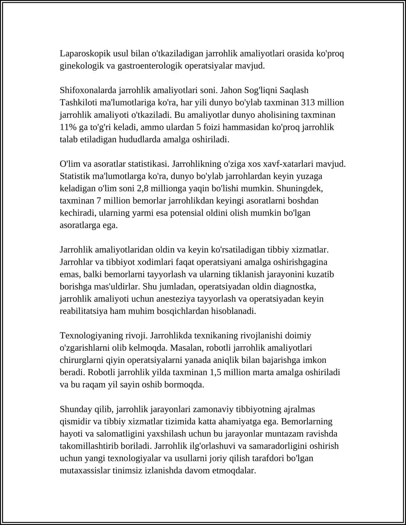 XIRURGIK STOMANI PARVARISH QILISH 4