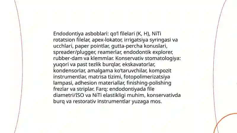 Umumiy stomatologiya va pedodontiyada ishlatiladigan asboblarni farqlash 4