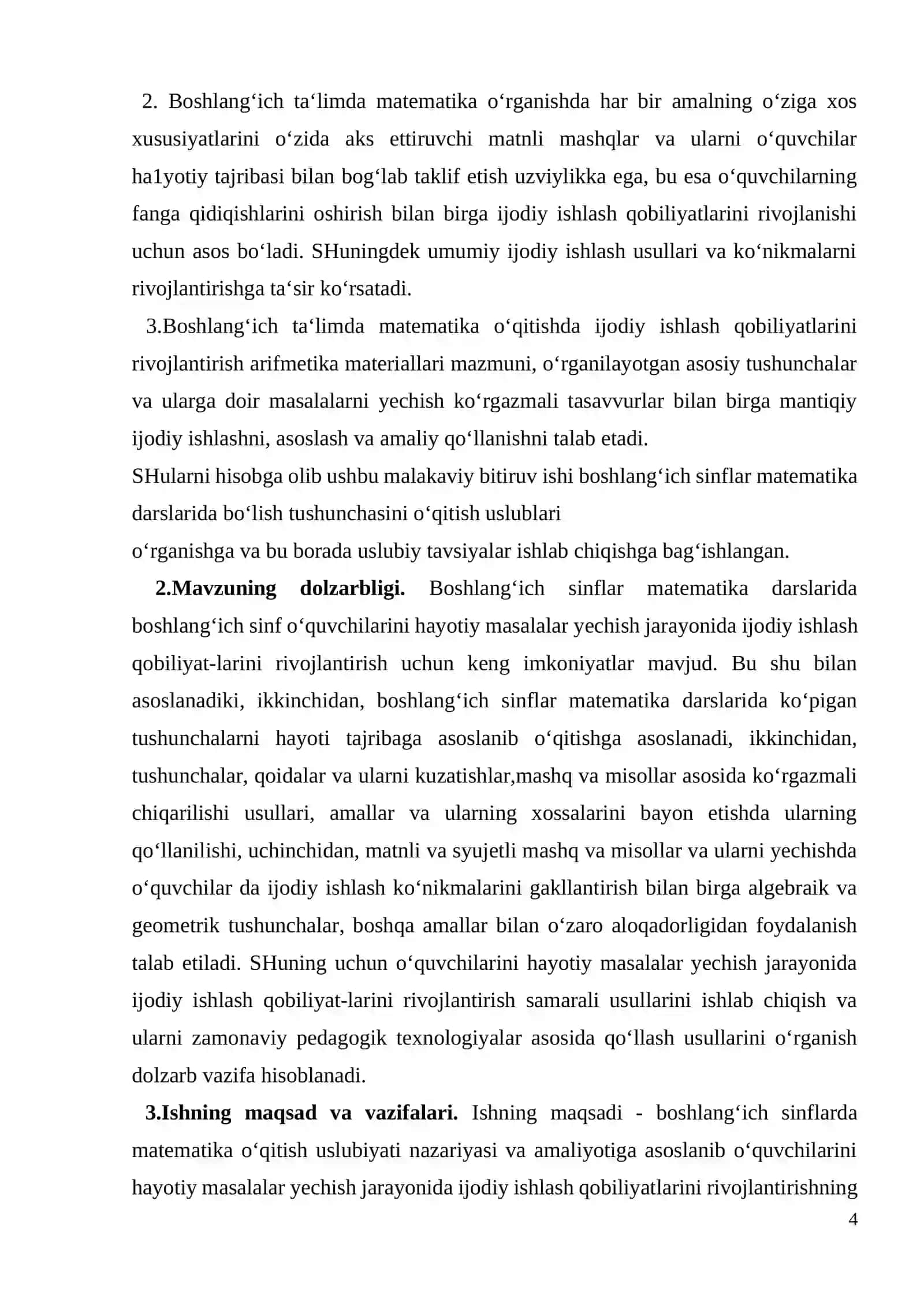 BOSHLANG’ICH SINFLARDA MATЕMATIKADAN O’QUVCHILARNI IJОDIY ISHLASHGA O’RGATISH MЕTОDIKASI(1-SINF MISOLIDA) 4