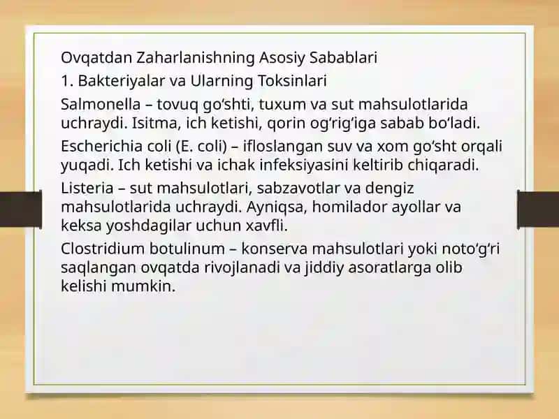Ovqatdan zaharlanish vaularni oldini olish choralari 4
