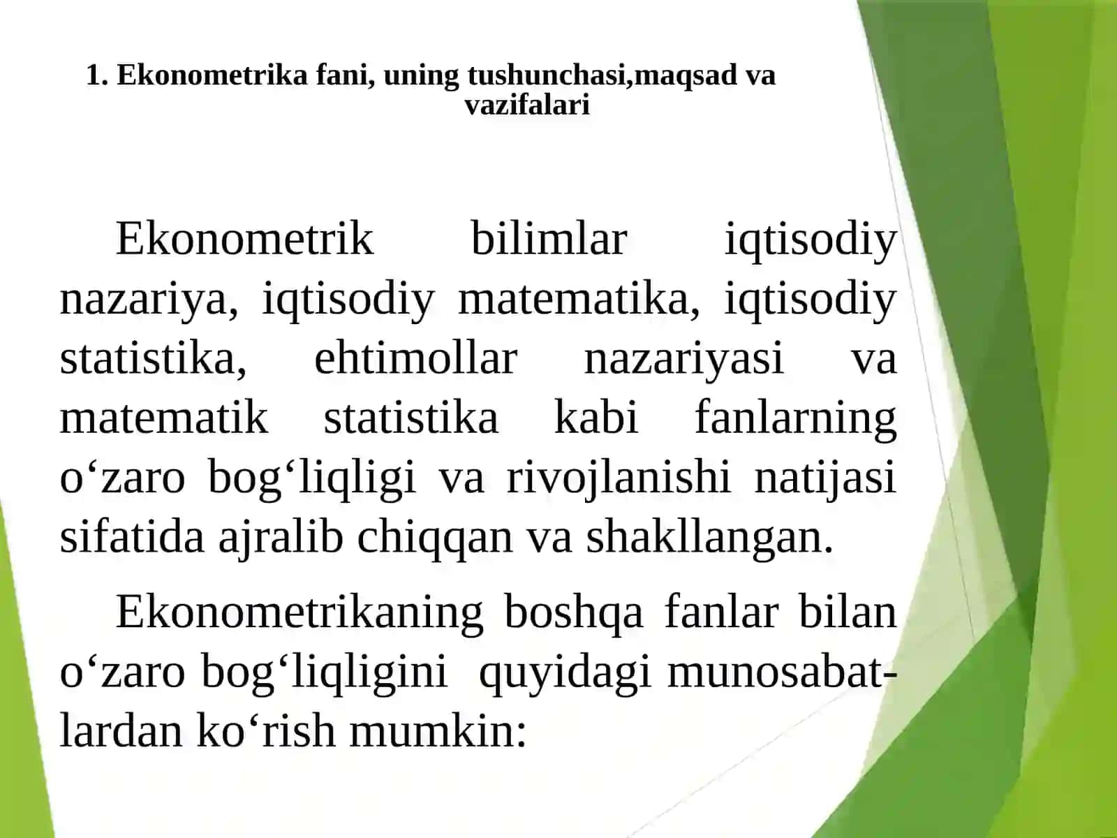 Ekonometrik modellashtirish asoslari 4