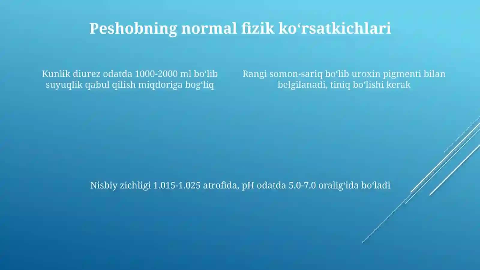 Peshobni laborator tahlili normal tarkibi, asosiy koʻrsatkichlari 4