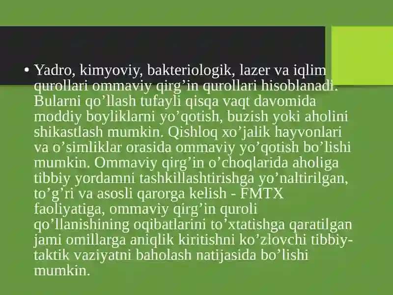 OMMAVIY QIRG’IN QUROLLARINING TASNIFI 4