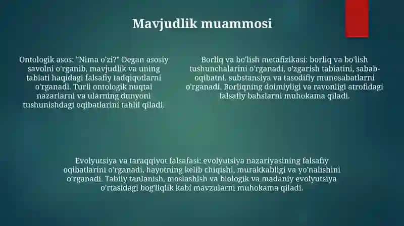 Borliq (Ontologiya) Va Rivojlanish Falsafasi 4