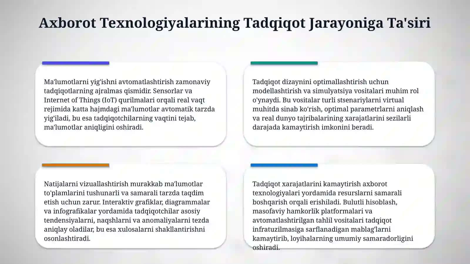 Ilmiy tadqiqotda axborot va axborot texnologiyalaridan foydalanishning ahamiyati 4