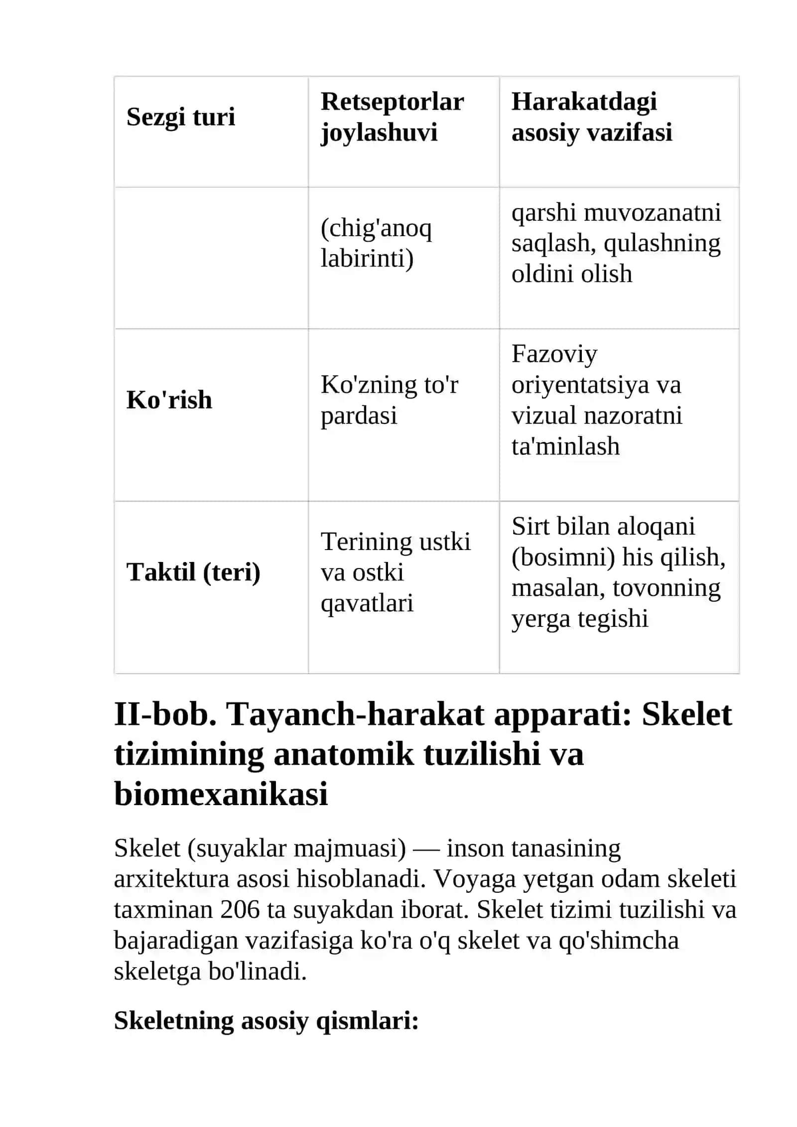 Sezgi tizimining harakatdagi ishtiroki va skelet tizimining funksional aniqlanishi (Sensor-motor integratsiya) 4