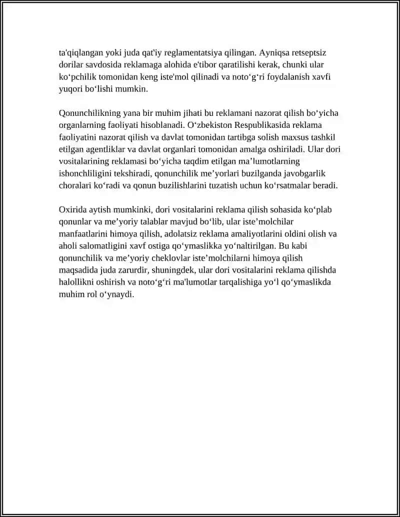 DORI VOSITALARI REKLAMASINING O`ZIGA XOS TOMONLARI 4