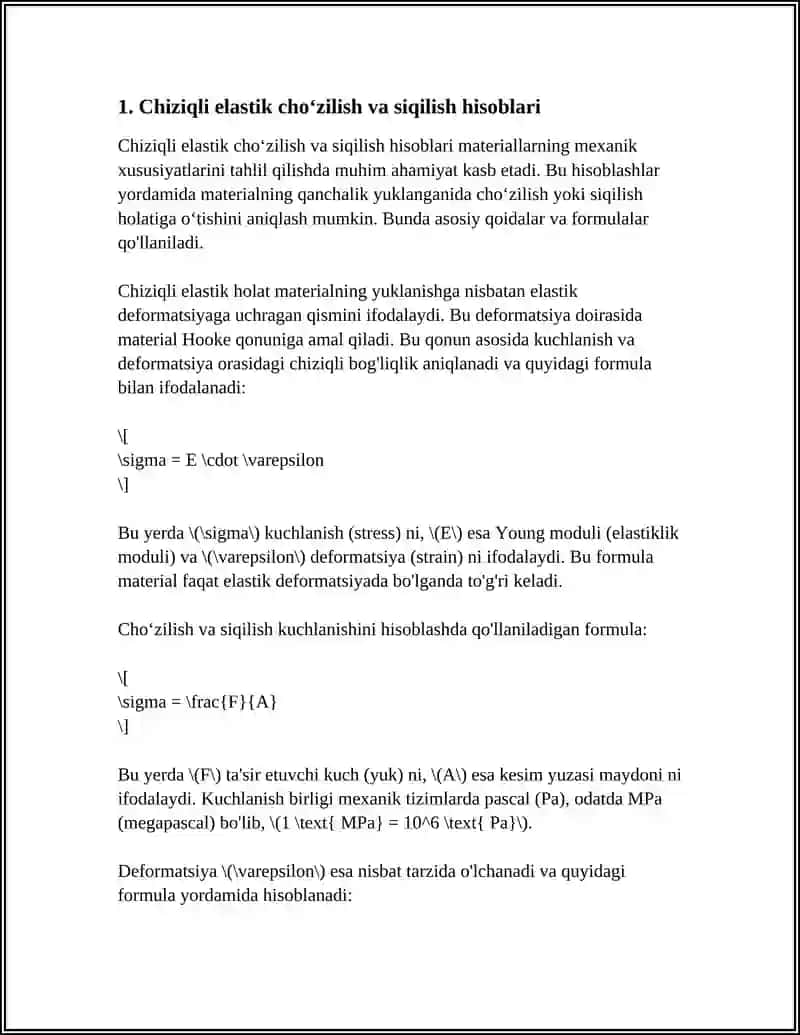 CHO'ZILISHGA VA SIQILISHGA MUSTAHKAMLIK HISOBLARI 4