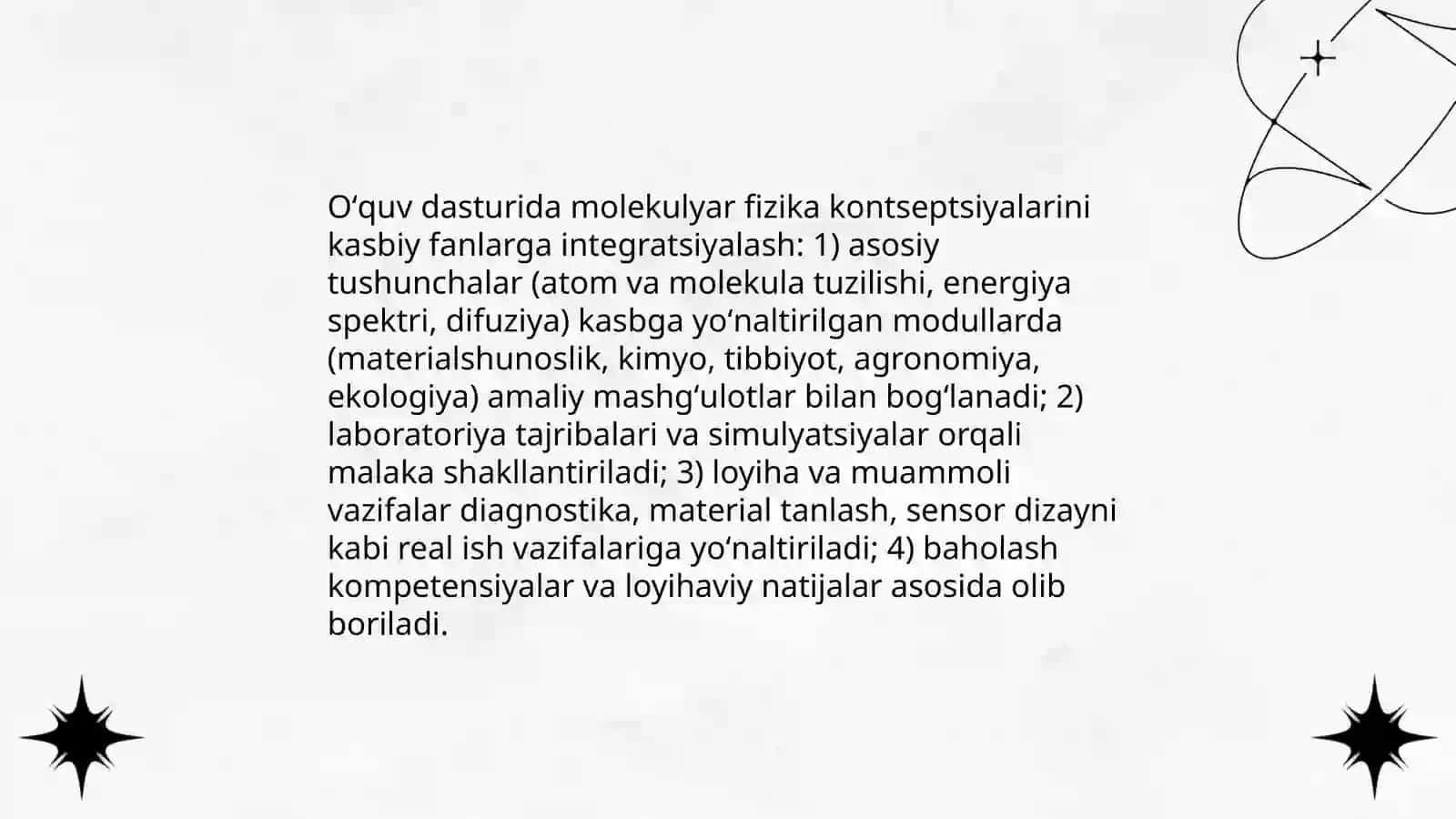 Molekulyar fizika boʻlimini oʻqitishni oʻziga xos taraflari va har qanday kasblarda tutgan oʻrni 4