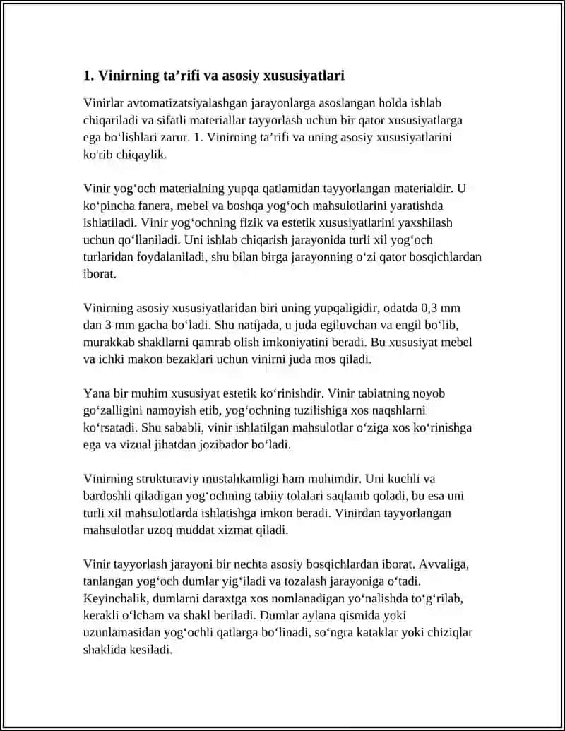 VINIRLAMI TAYYORLASH XUSUSIYATLARI, ISHLAB CHIQARISH BOSQICHLARI 4