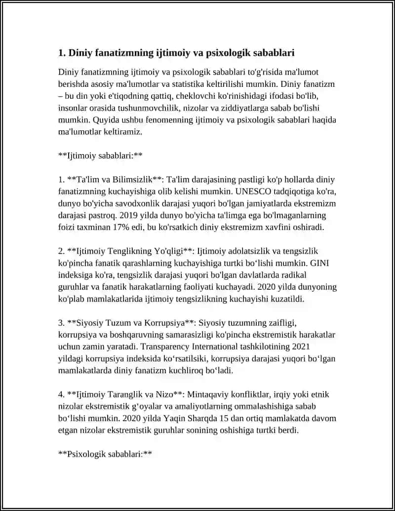 DINIY FANATIZM, EKSTREMIZM VA FUNDAMENTALIZM, TERROZIZM VA ULARNING HOZIRGI DAVRDA XAVFSIZLIKKA TAHDIDI 4