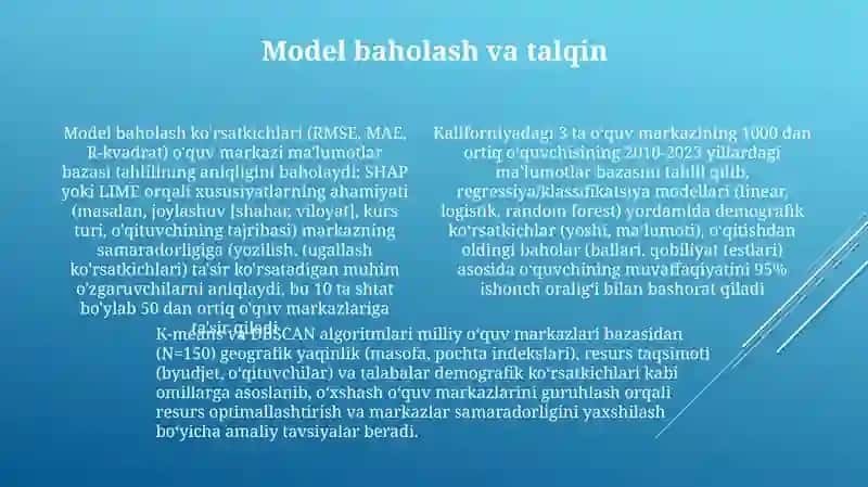 Maʼlumotlar bazasida oʻquv markazlarini tahlil qilish va modelni lohiyalash 4