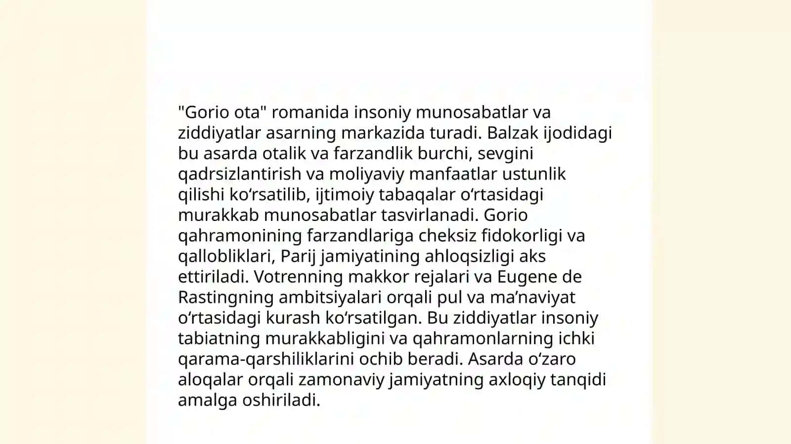 "Puankare " hikoyasi, "Tafakkur" hikoyasi va "Gorio ota" qiyosiy tahlili 4