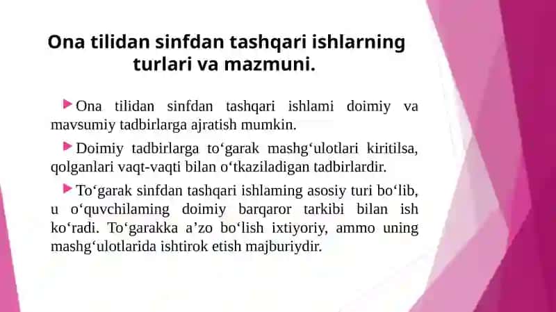 Ona tilidan sinfdan tashqari to'garak mavzu 4