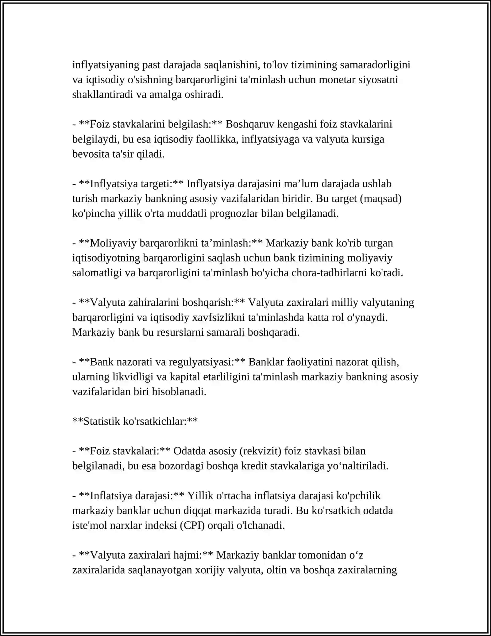 MUSTAQIL ISH Mavzu: MARKAZIY BANKNING TASHKILIY TUZILMASI 4
