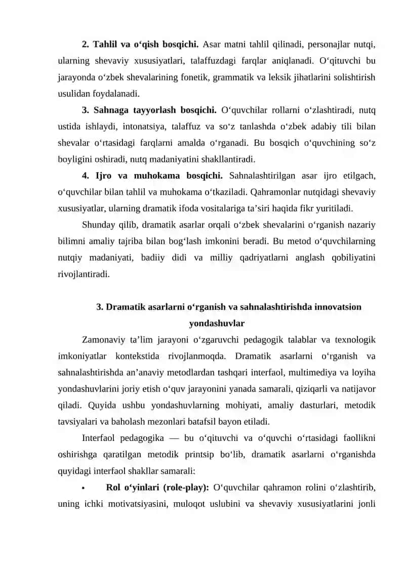 Dramatik asarlarni tashkil qilish metodikasi 4