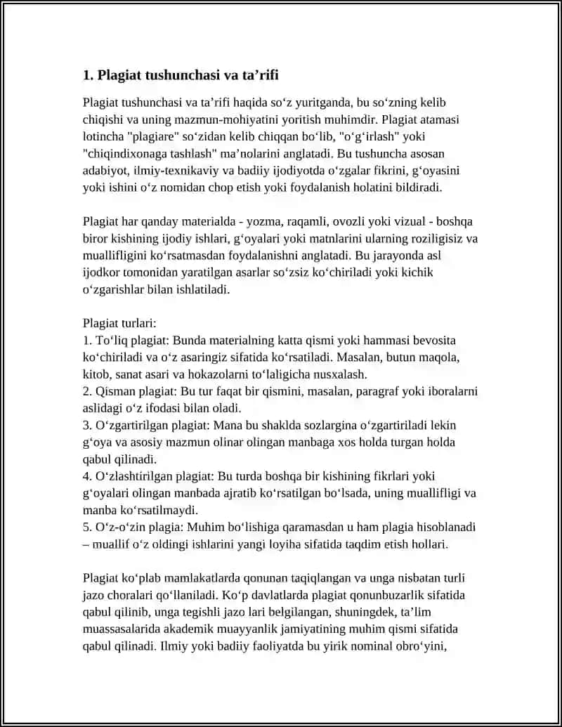 Plagiat haqida tushuncha uning turlari va buzilishi 4