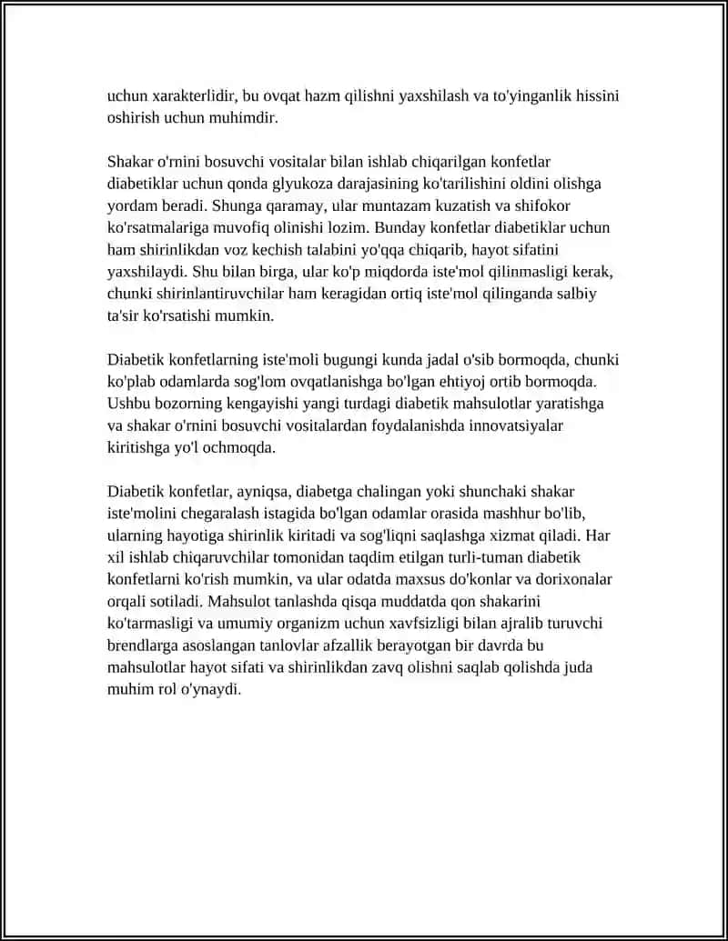 Diabetik konfetlar (shakar o'rnini bosuvchilar bilan) 4
