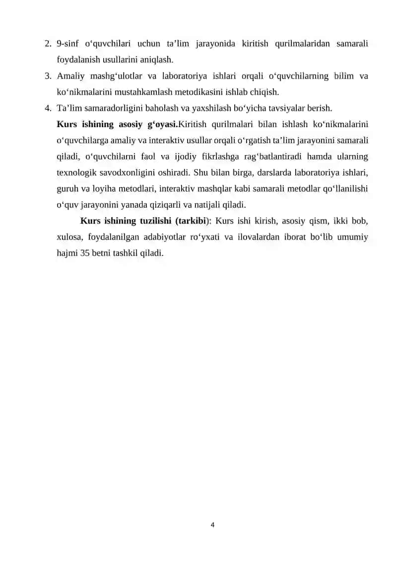 Kiritish qurilmalari va ularning qo‘llanishi” mavzusini o‘qitishning samarali usullari 4