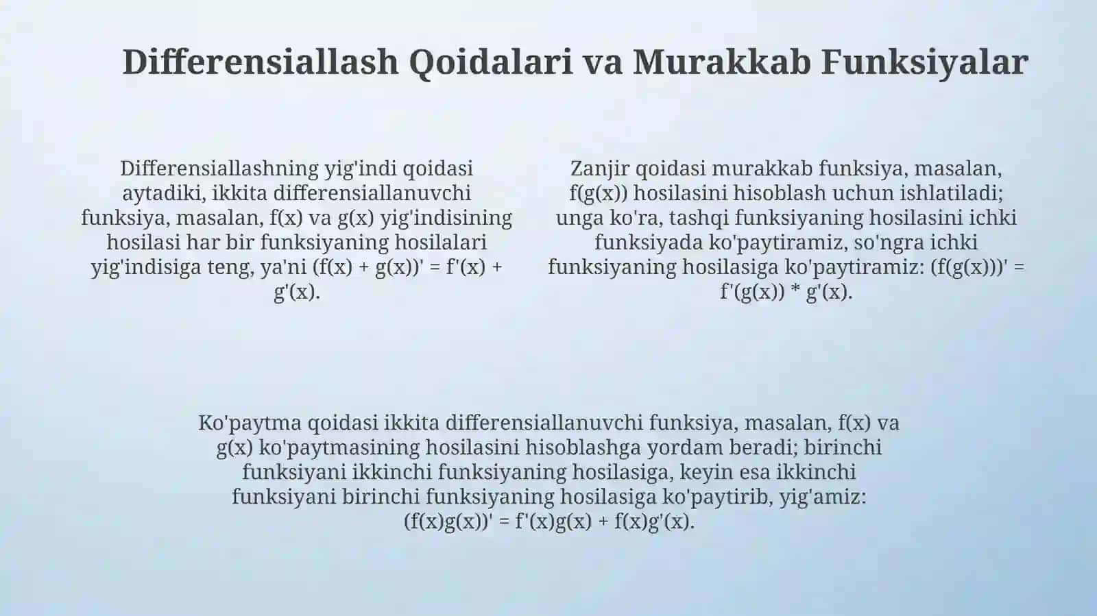 Funksiyalarni hosila yordamida to'la tekshirib, grafigini yasash 4