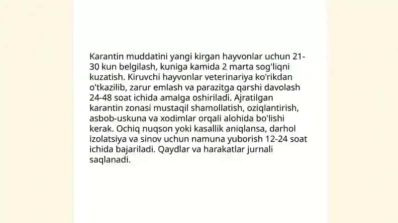 Chorvachilikda qolanadigan chora tadbirlar 4