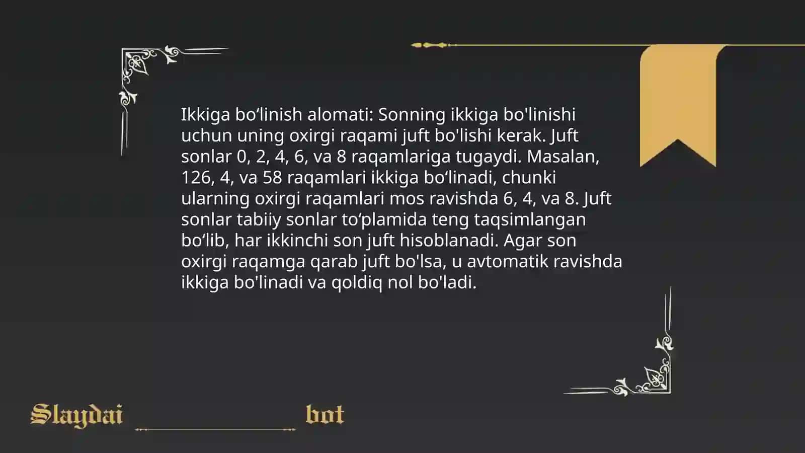 Bo'linish alomatlari 4