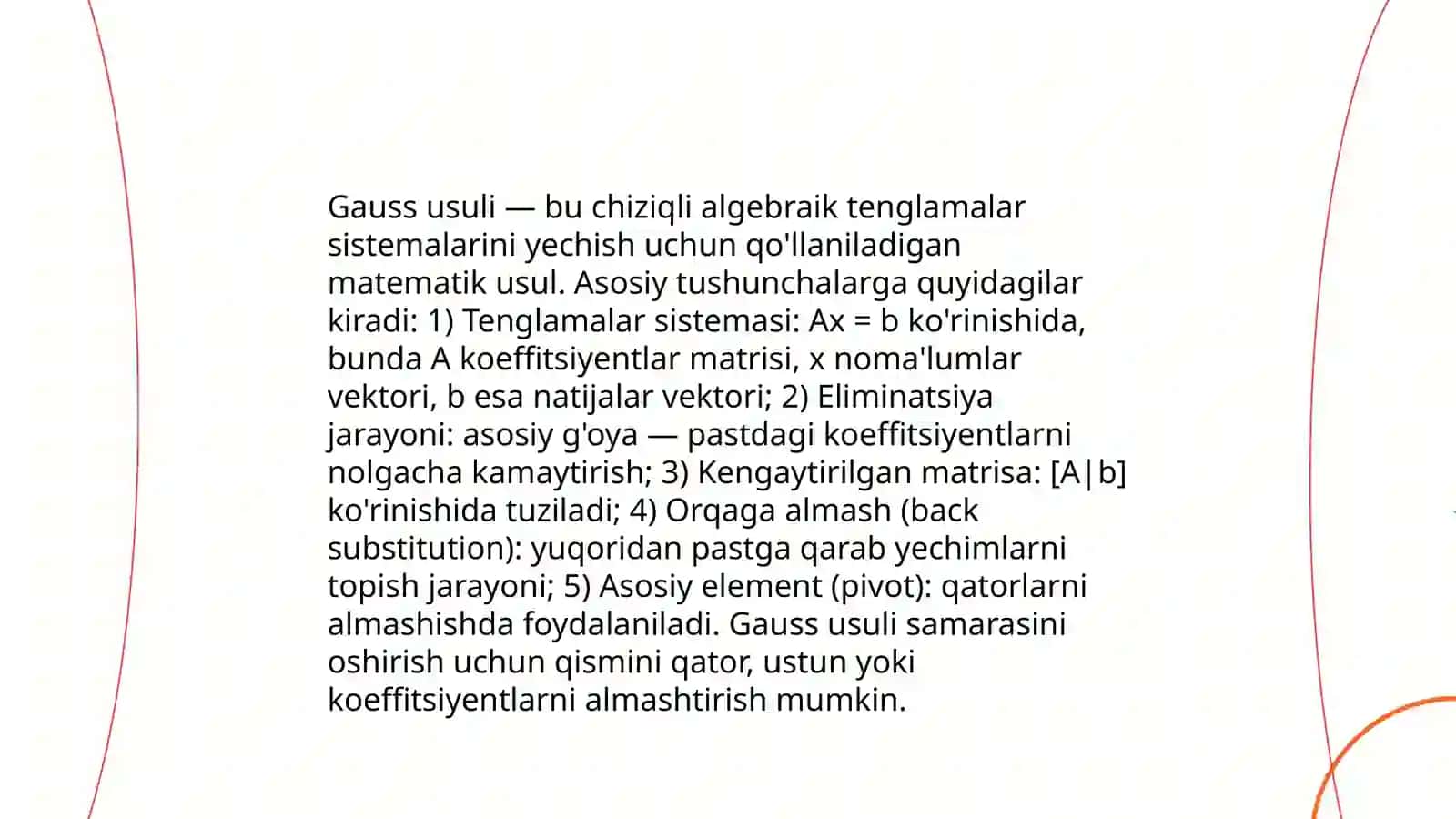 Kramer va Gauss usullarida yechish 4