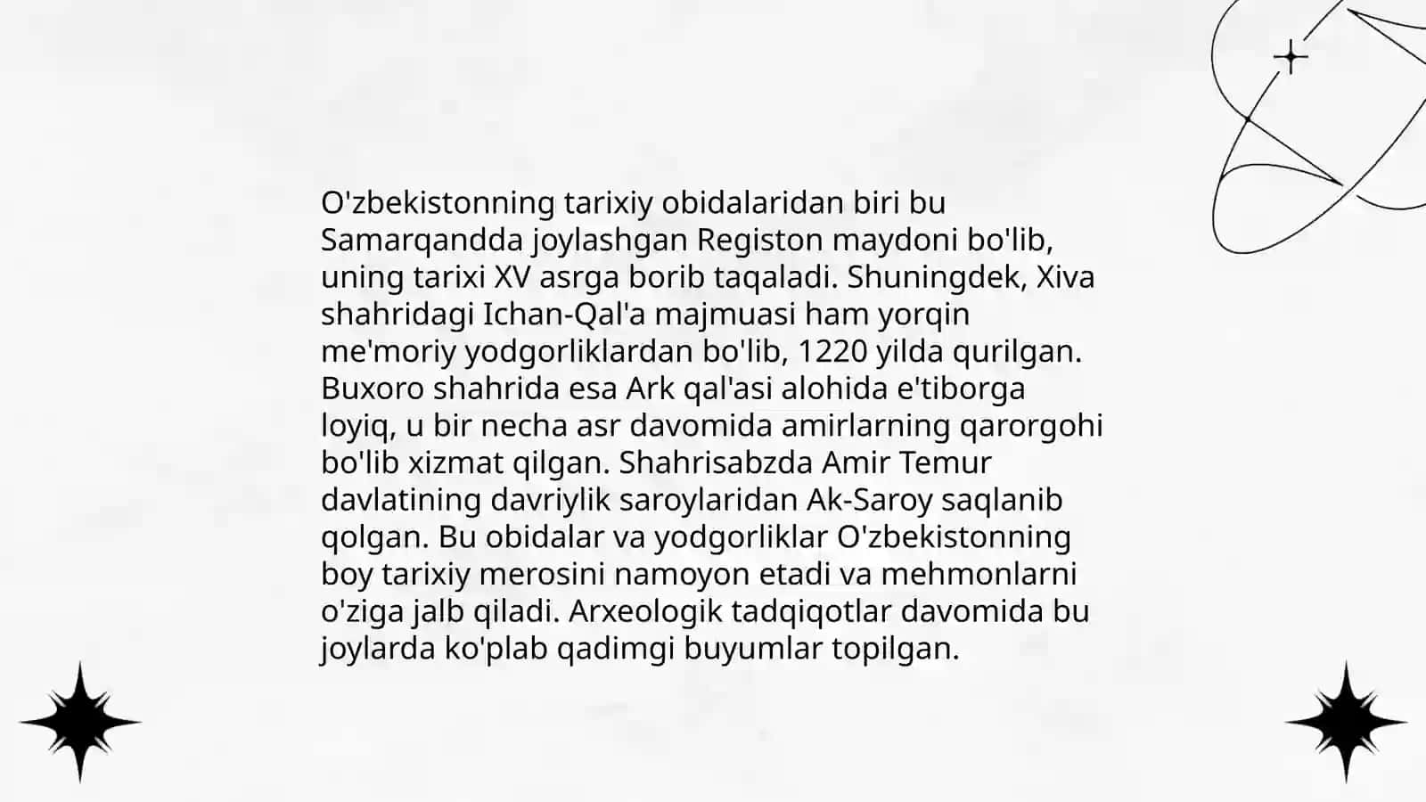 Qarshidagi foydalanilmayotgan turizm resurslari bo'yicha biznes reja 4
