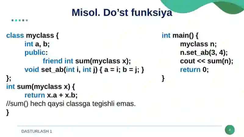 DO‘ST FUNKSIYA VA DO’ST SINFLAR 4
