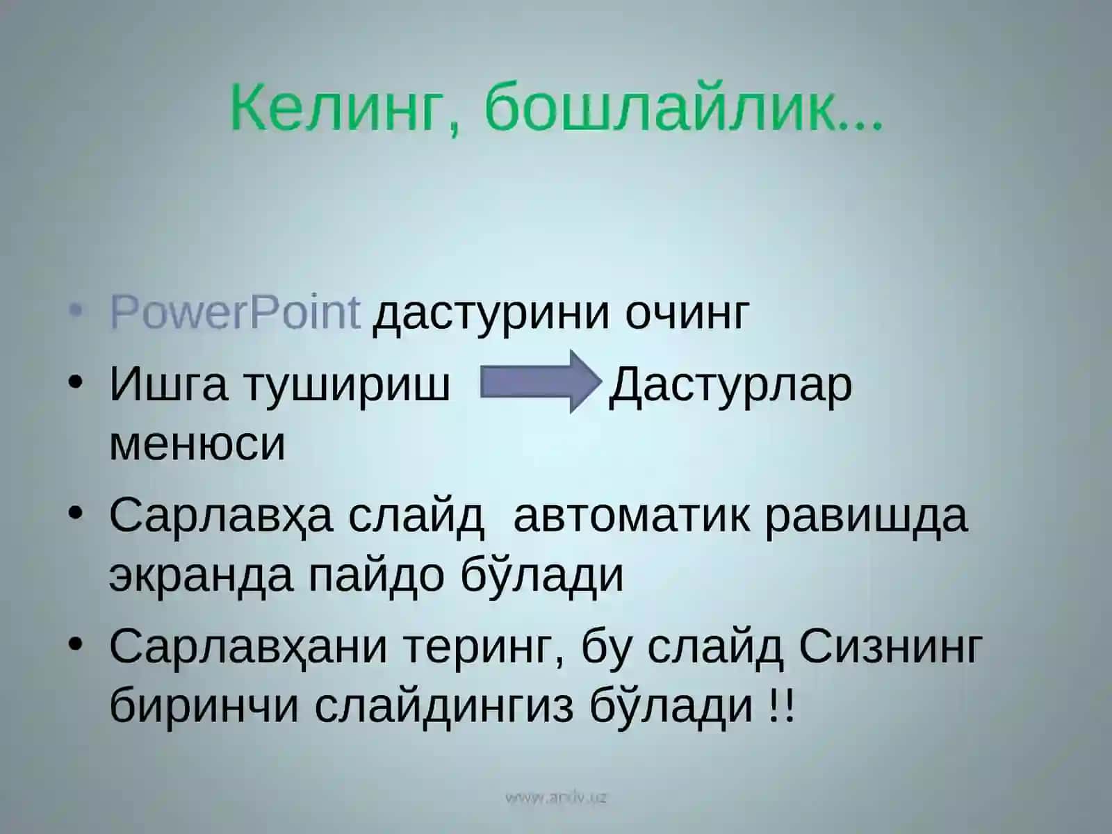 Power point dasturida multimediyali taqdimotlar yaratish 4