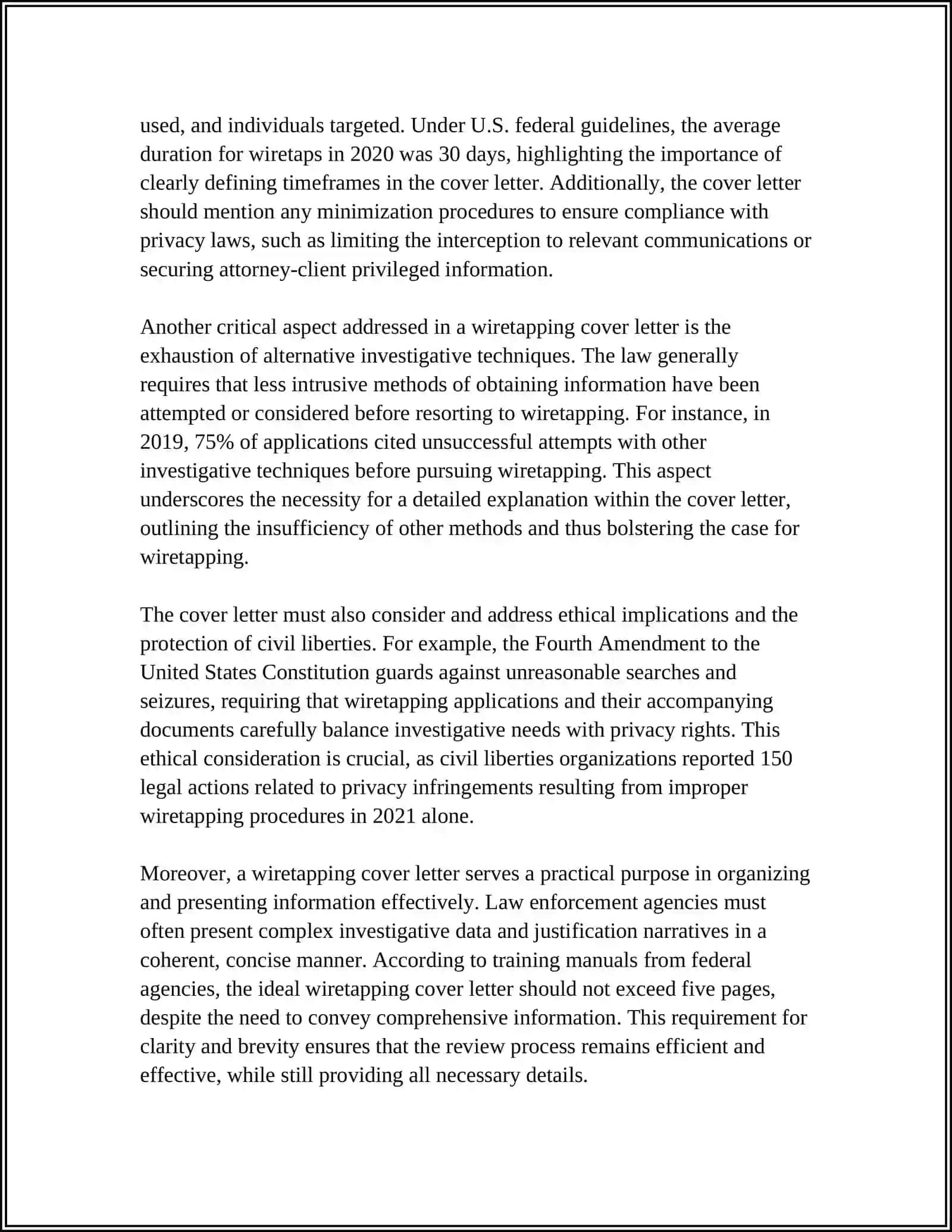 WIRETAPPING COVER LETTER 4