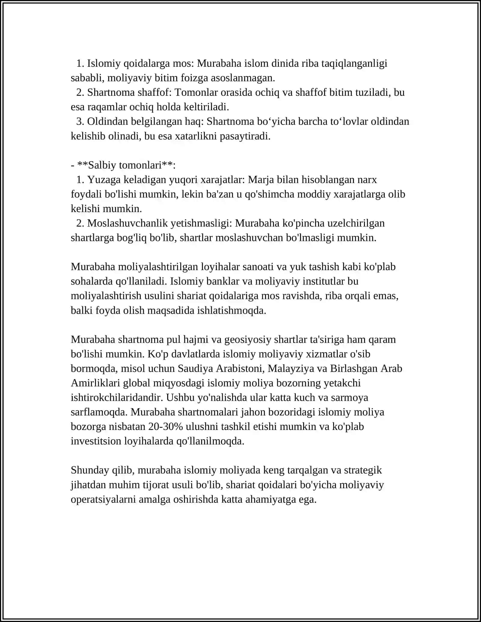ISLOM MOLIYASIDA MUROBAHA VA UNI AMALGA OSHISH MEXANIZMI 4