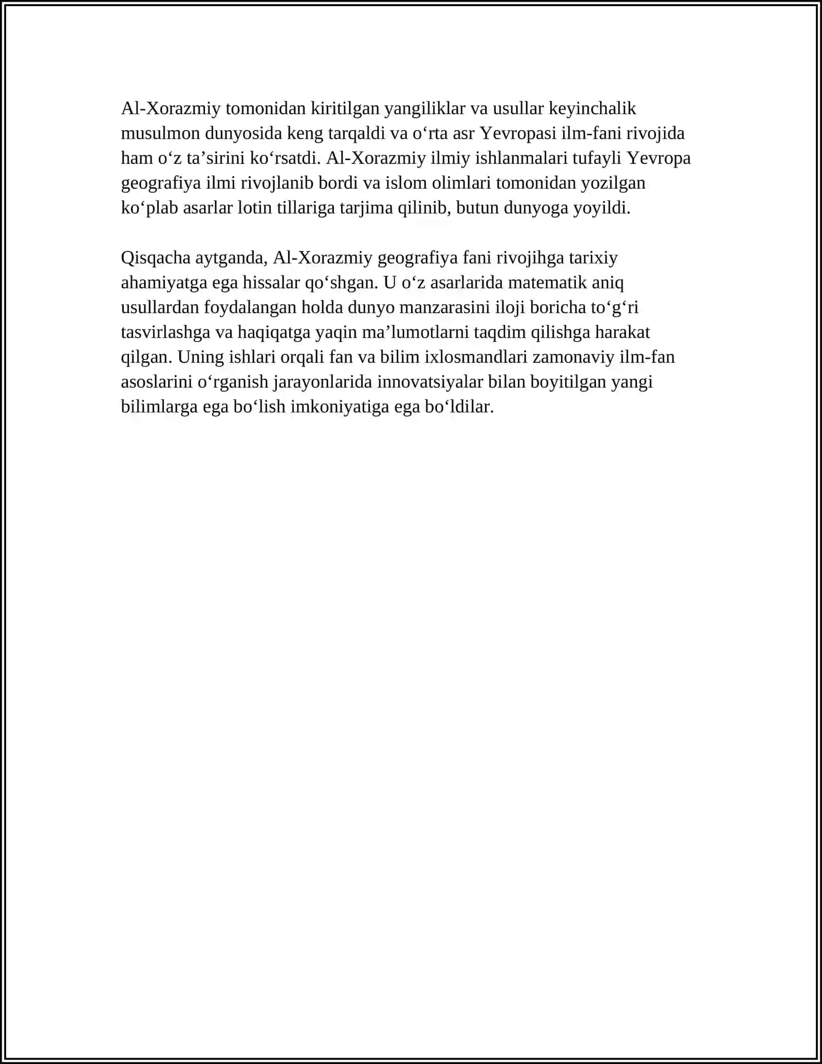 OʻRTA OSIYOLIK ALLOMALANING GEOGRAFIYA FANIGA QOSHGAN XISSASI 4