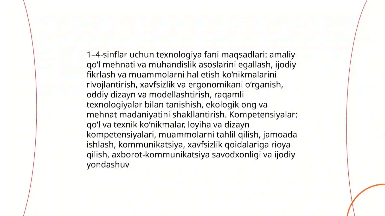 Boshlangʻich sinf texnologiya fani DTS tahlili va oʻquv fan dasturlarining mazmuni va ularning tahlili (1-4-sinflar kesimida) 4