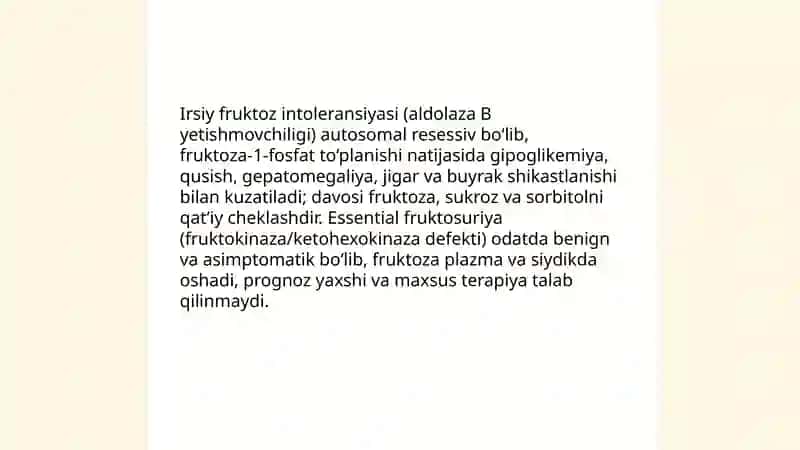 Fruktozemiya - ta'rif va umumiy tushuncha 4