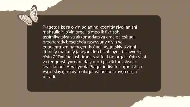 Maktabgacha ta'lim tashkilotlarida o'yin faoliyati fanidan õyin tarixi va nazariyasi 4