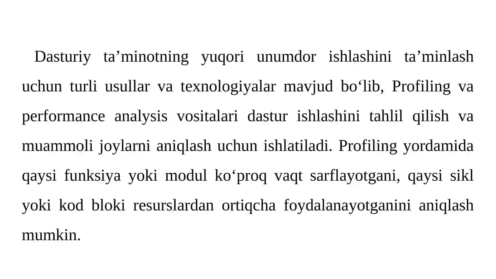 Dasturiy Ta’minotning Samarali Ishlashi 4