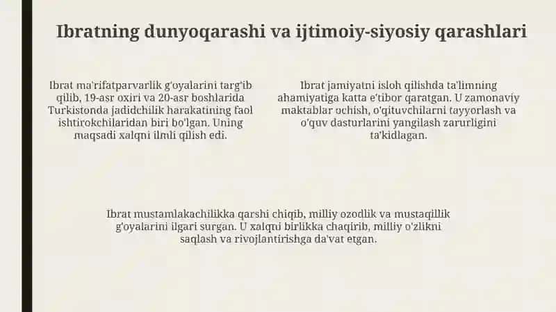 Ishoqxon Ibratning ilmiy gʼoyalari 4