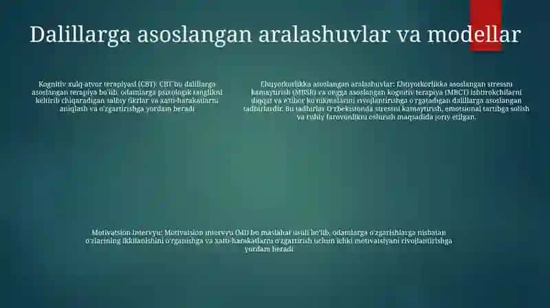 Zamonaviy Kunikmalar Psixolog Saradorligini Oshirishda 4