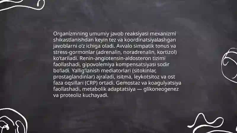 Shikatlanish asoslari va shikastlanishga organizmning umumiy javob reaksiyasi, toʻqimalar aʼzolar, yopiq shikastlanishlar 4